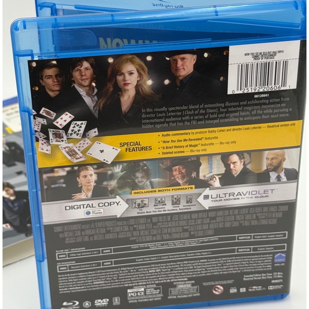 Now You See Me Blu-ray DVD Extended Edition with Slipcover Heist Thriller Movie - Picture 3 of 5